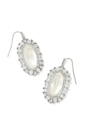 Elle Crystal Frame Drop Silver Ivory Earring