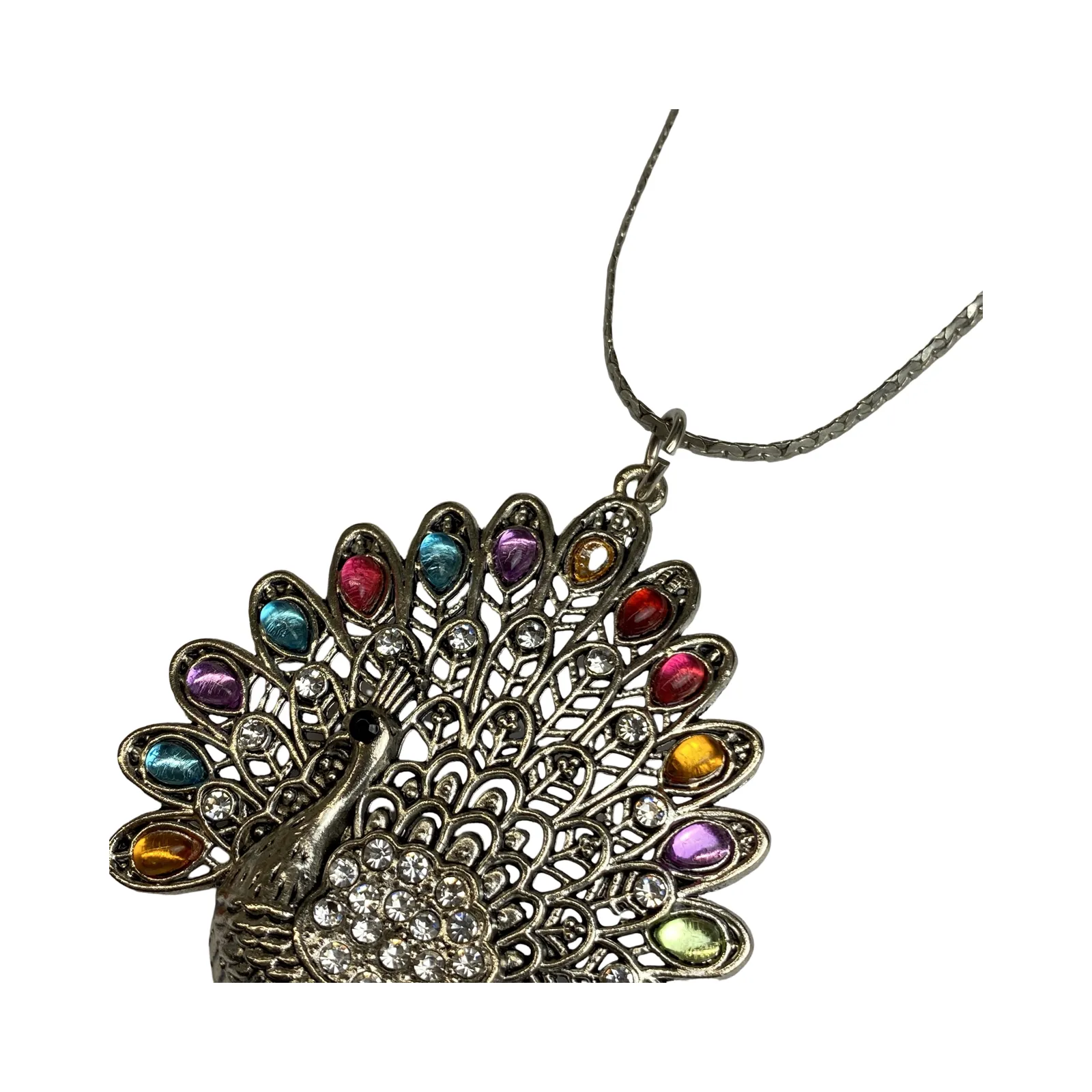 Embellished Peacock Statement Necklace