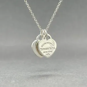 Estate Tiffany & Co. SS Mini Double Heart Pendants