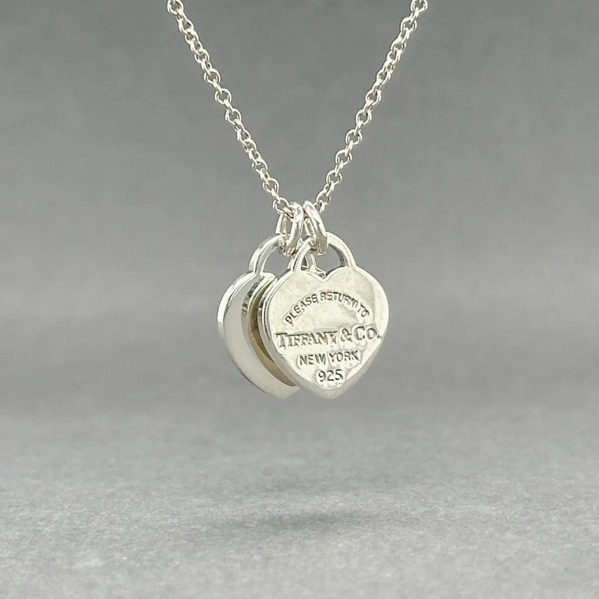 Estate Tiffany & Co. SS Mini Double Heart Pendants
