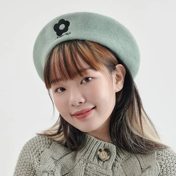 Event! Flower Wool Beret [Green]