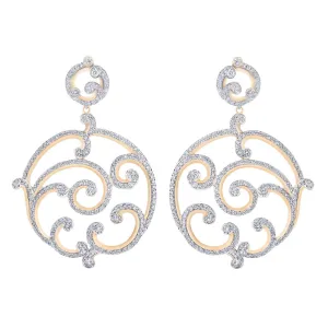 Faberge Rococo 18ct Rose Gold Pave Diamond Grand Earrings