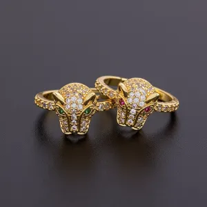 Fashion Personality Leopard Head Design Copper Zircon Wedding Ring
