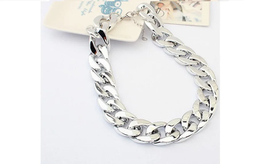 Fashion Silver Plated Chain Punk Statement Choker Necklace