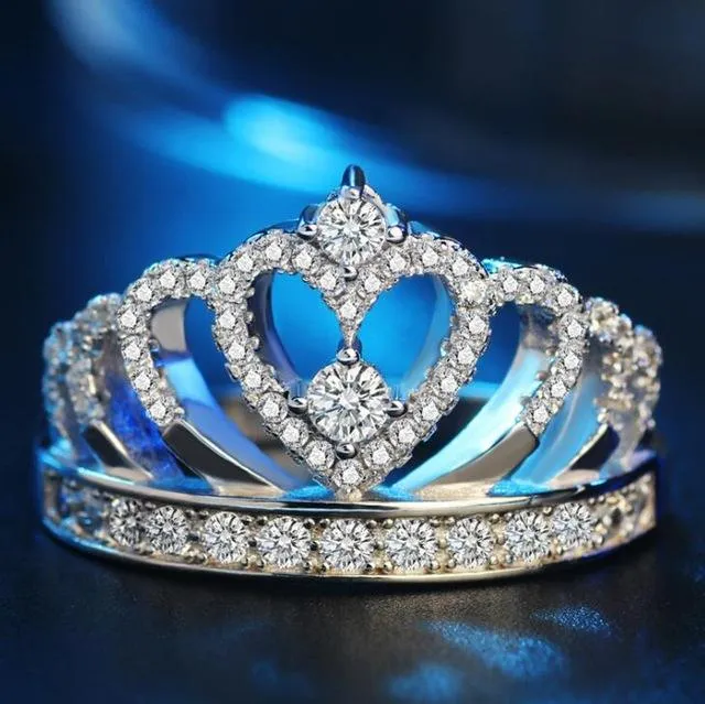 Fashion Tiara Wedding Engagement Ring