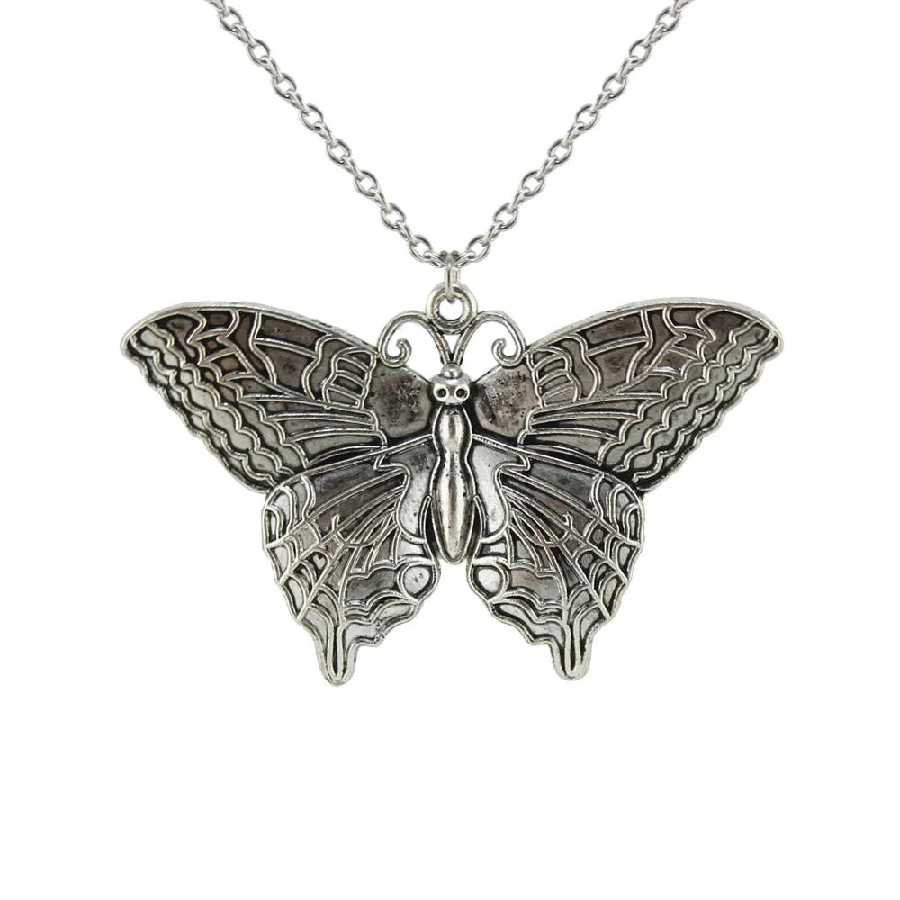 Fashion Vintage Silver Butterfly Pendant Necklace