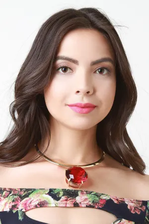 Faux Gem Collar Statement Necklace Set
