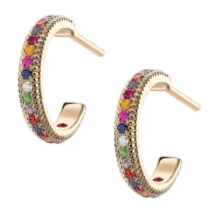 FColours of Love 18ct Yellow Gold Multi Stone Hoop Earrings