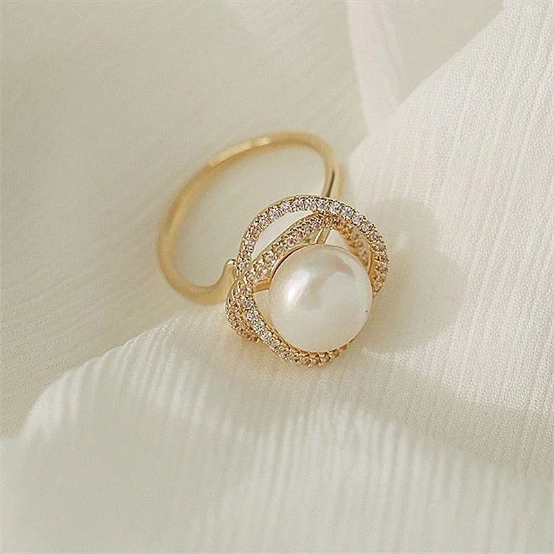 Finger Rings Charm Jewelry Classic Pearl Flower Fashion EOS0156