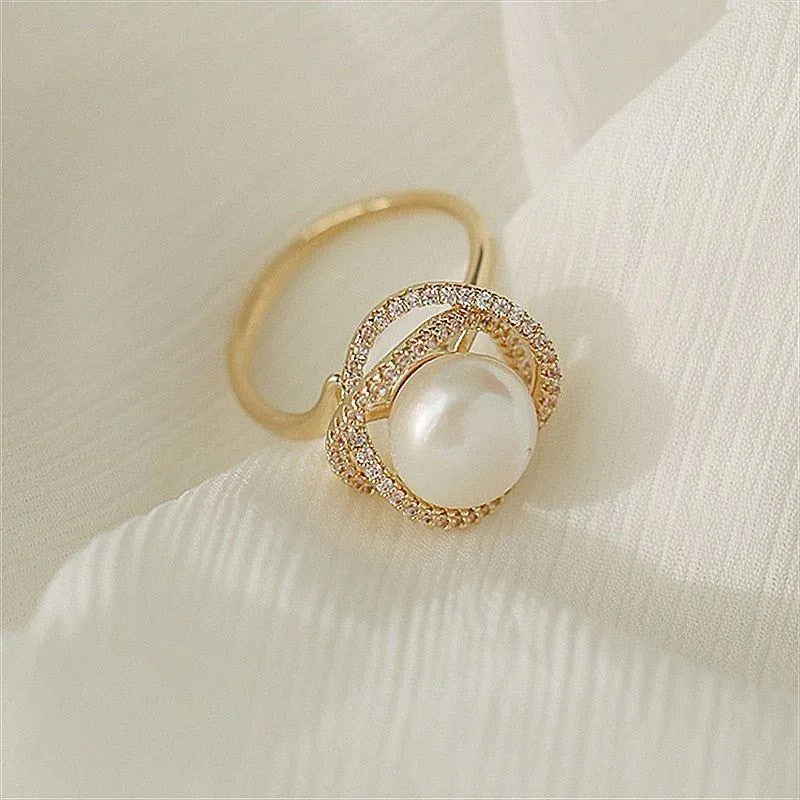 Finger Rings Charm Jewelry Classic Pearl Flower Fashion EOS0156