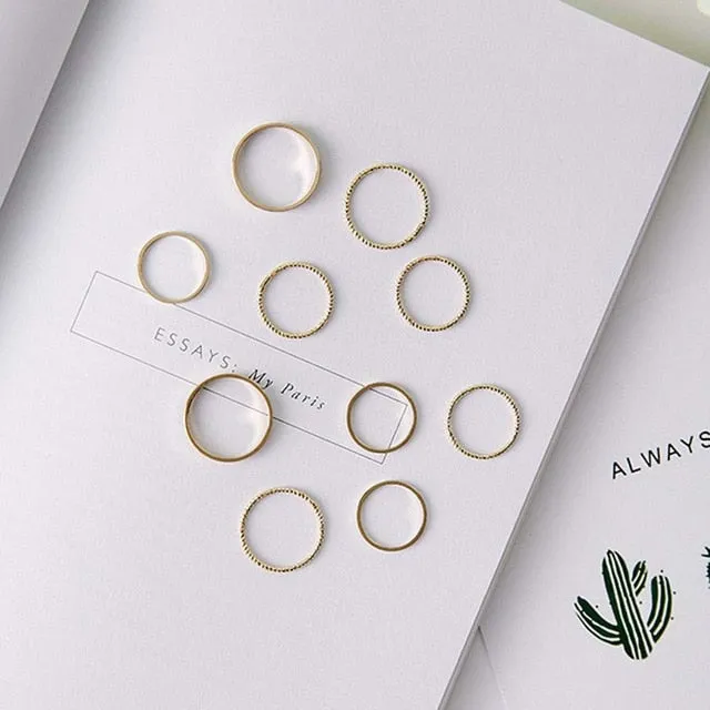 Finger Rings Korean Version Joint Ring Set Tide Combination Tail Rings Female Fashion Jewelry Geometric Fashion Vintage Gifts