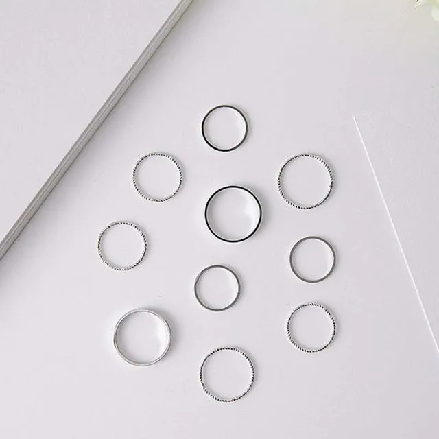 Finger Rings Korean Version Joint Ring Set Tide Combination Tail Rings Female Fashion Jewelry Geometric Fashion Vintage Gifts