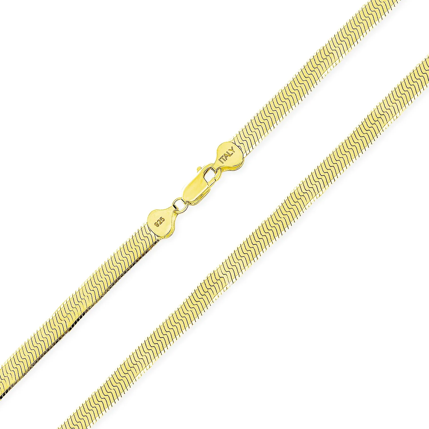 Flat Flexible 14k Gold Overlay Sterling Silver Chain Necklace Made Italy 16-24"