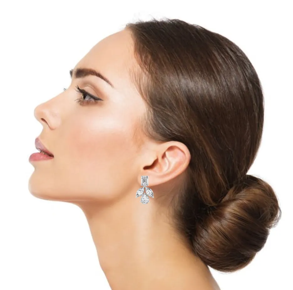 Floral Designer, Dangle Earrings - 6.51 ct.