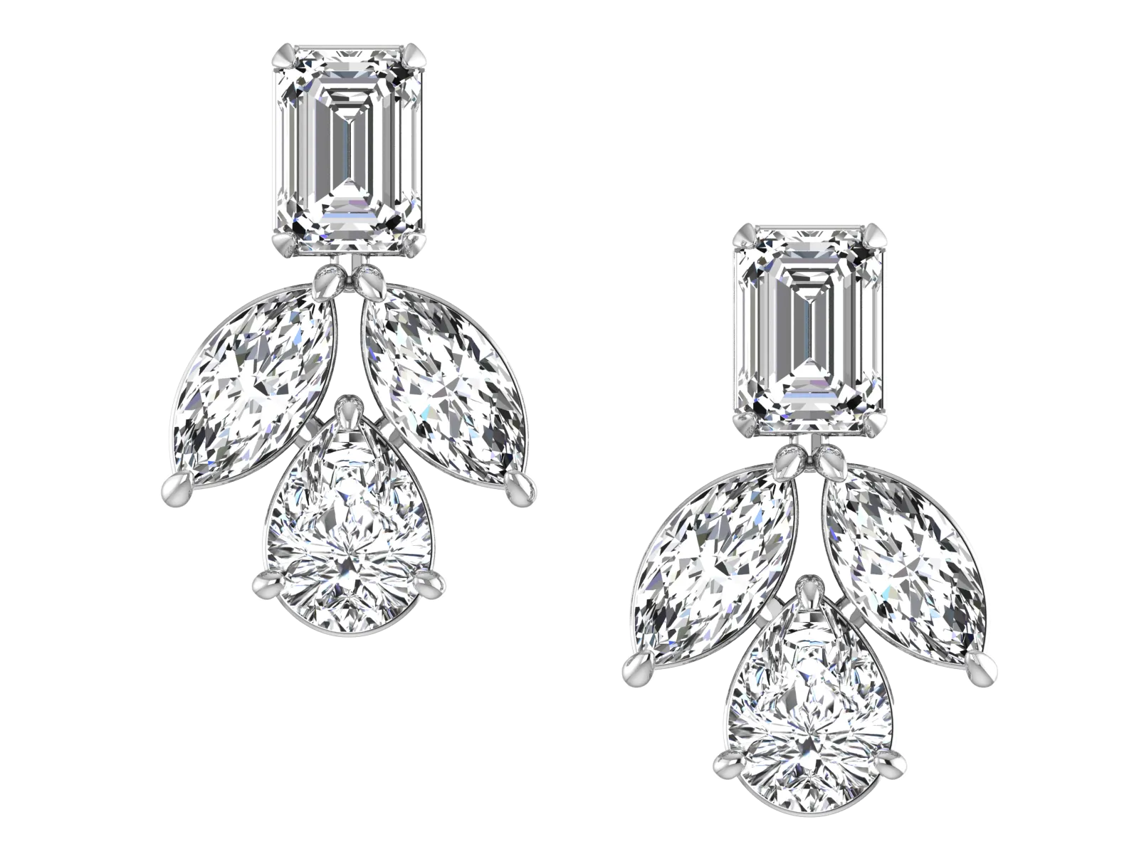 Floral Designer, Dangle Earrings - 6.51 ct.