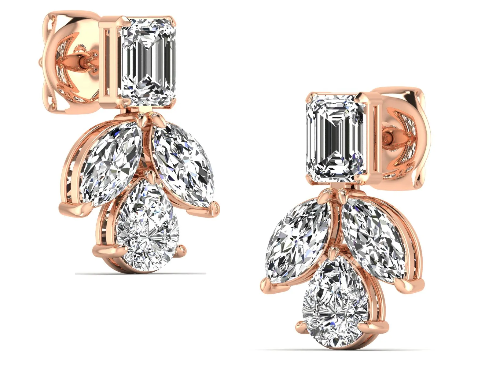 Floral Designer, Dangle Earrings - 6.51 ct.