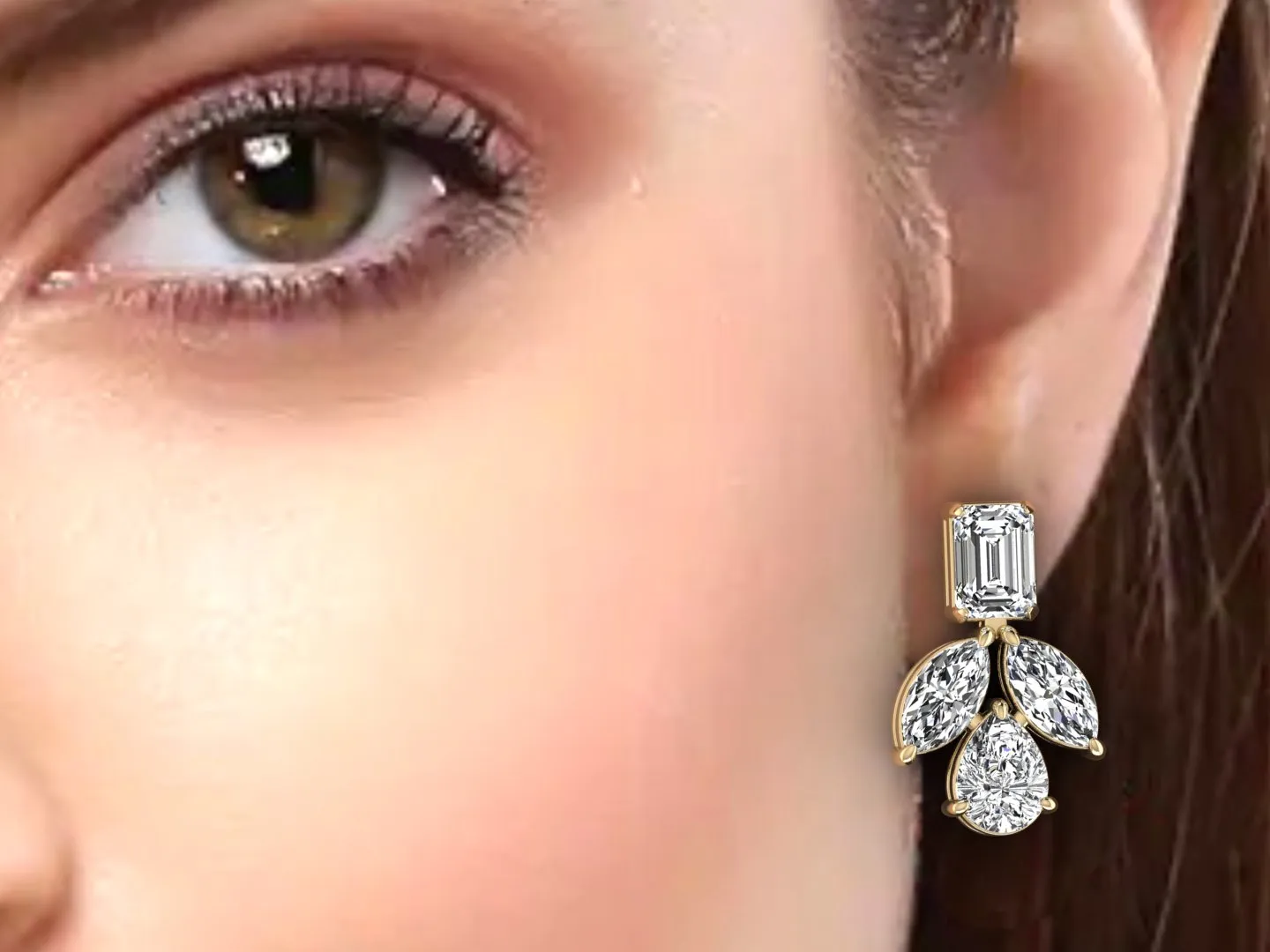 Floral Designer, Dangle Earrings - 6.51 ct.