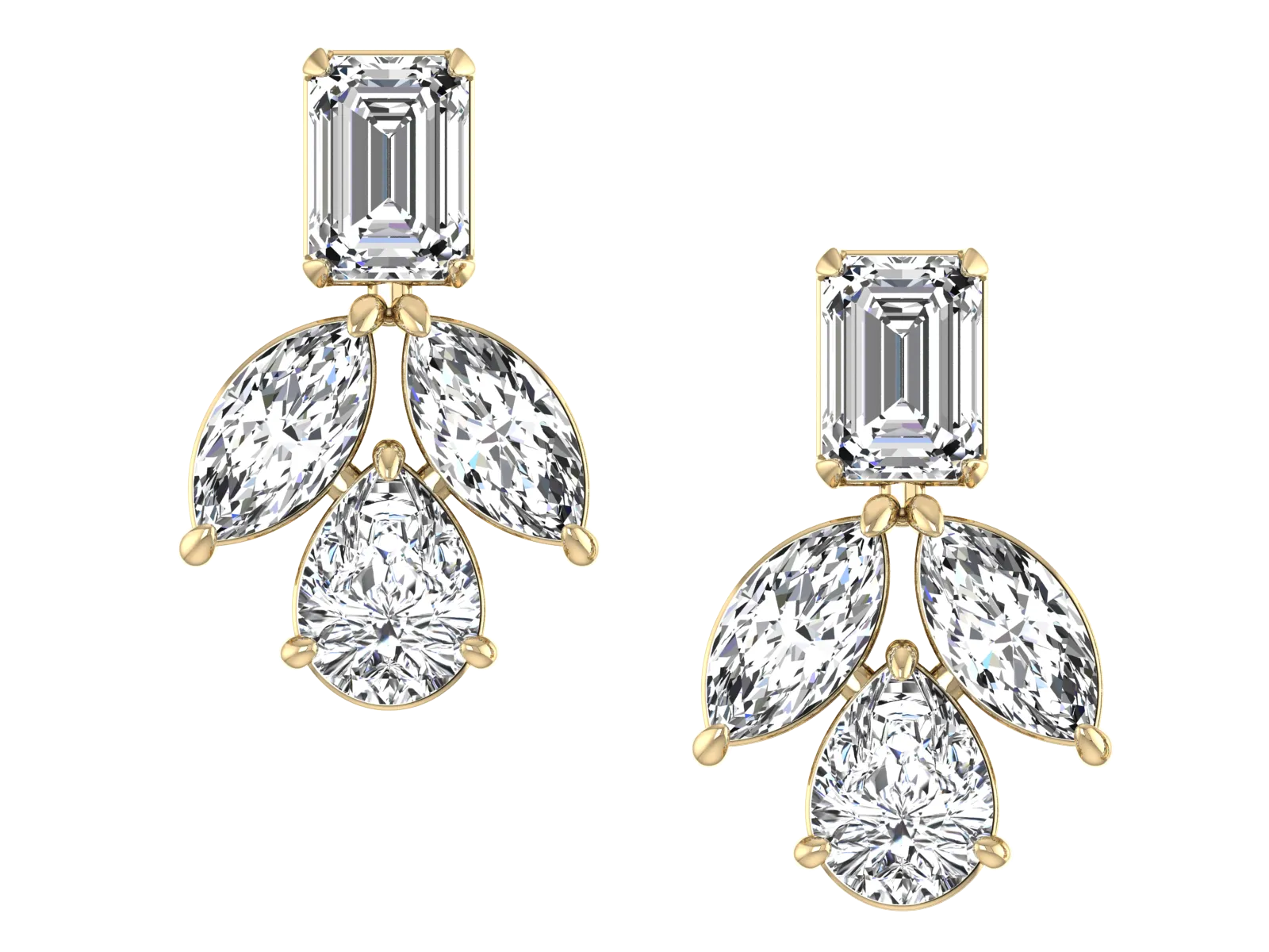 Floral Designer, Dangle Earrings - 6.51 ct.