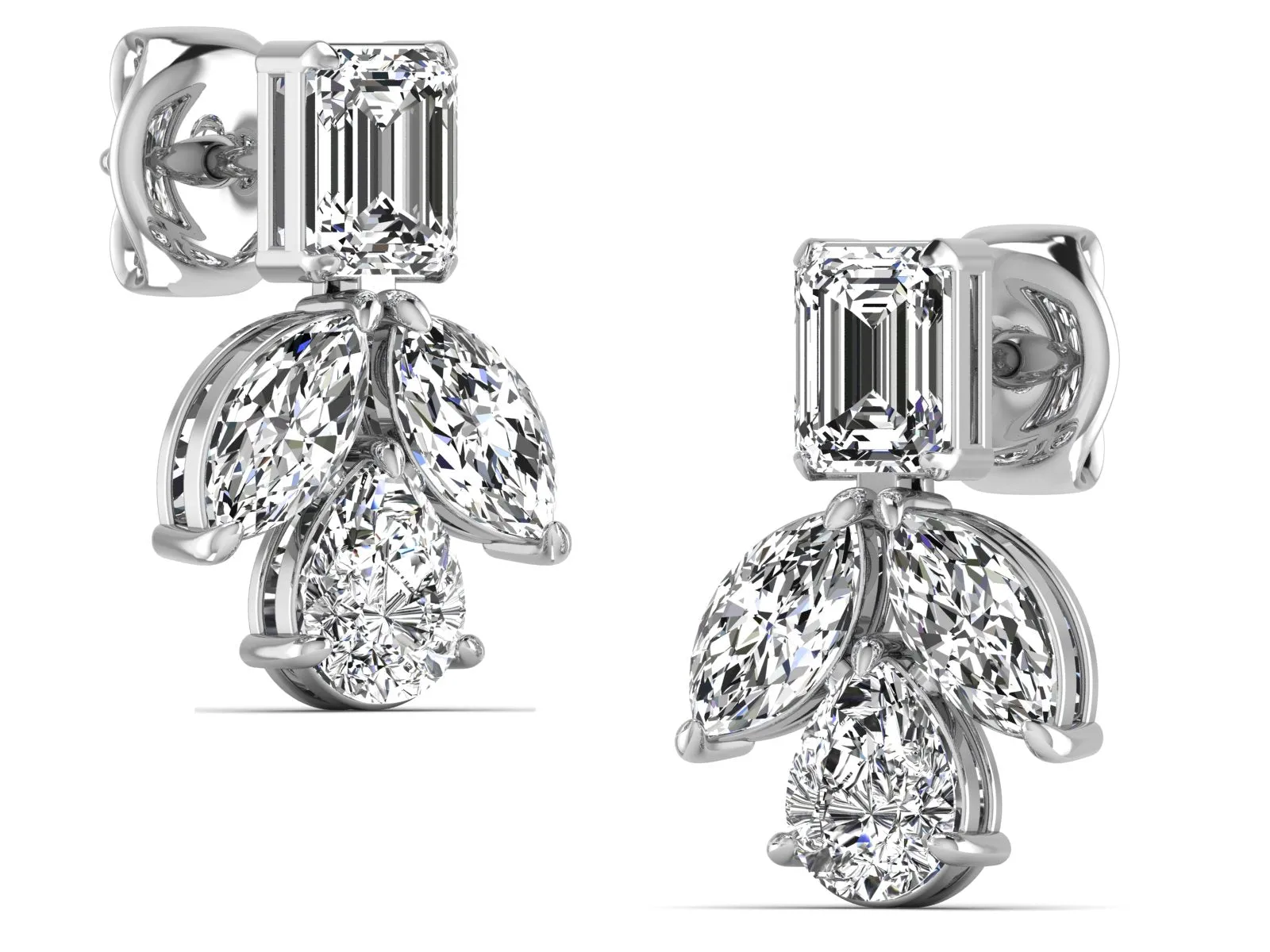 Floral Designer, Dangle Earrings - 6.51 ct.