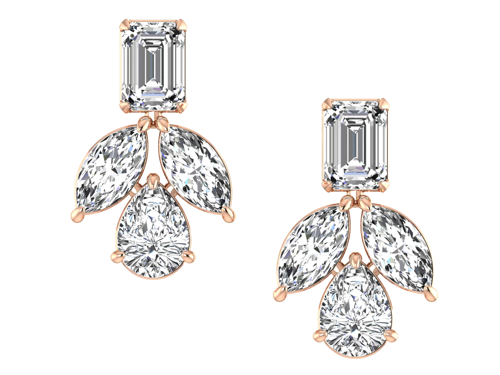 Floral Designer, Dangle Earrings - 6.51 ct.