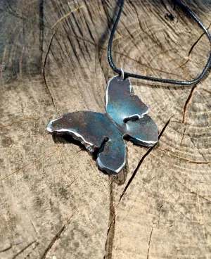 Forged Steel Butterfly Statement Necklace