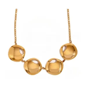 Four Irregular Metallic Disc Bib Statement Necklace