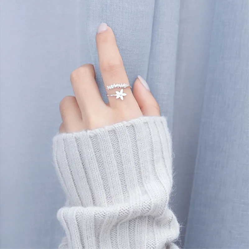 Fresh Flower 925 Sterling Silver Temperament Personality Literary