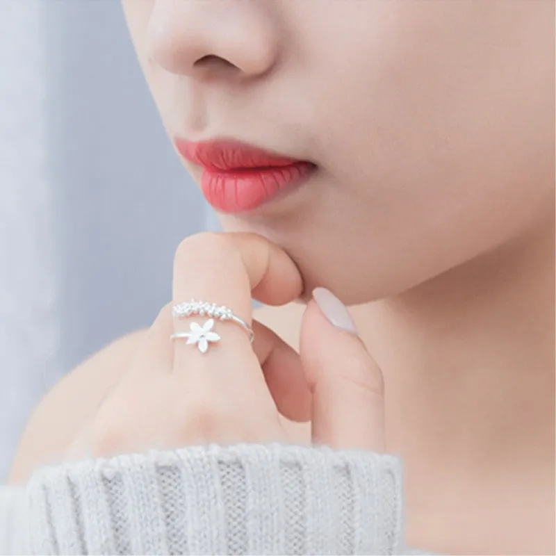 Fresh Flower 925 Sterling Silver Temperament Personality Literary