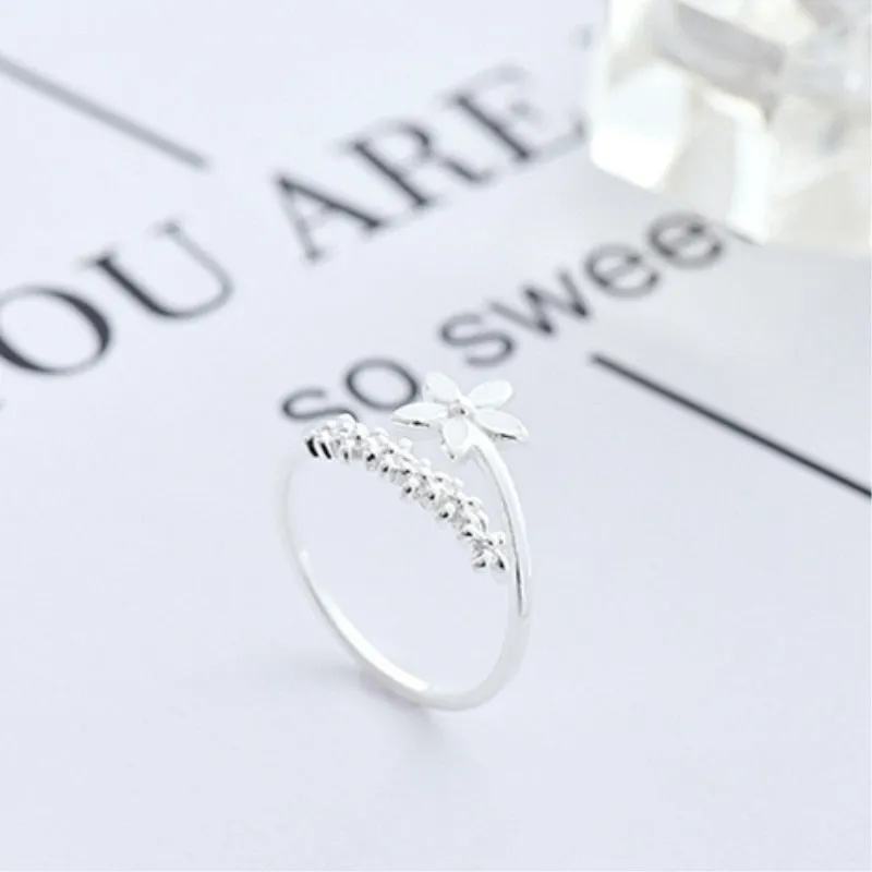 Fresh Flower 925 Sterling Silver Temperament Personality Literary