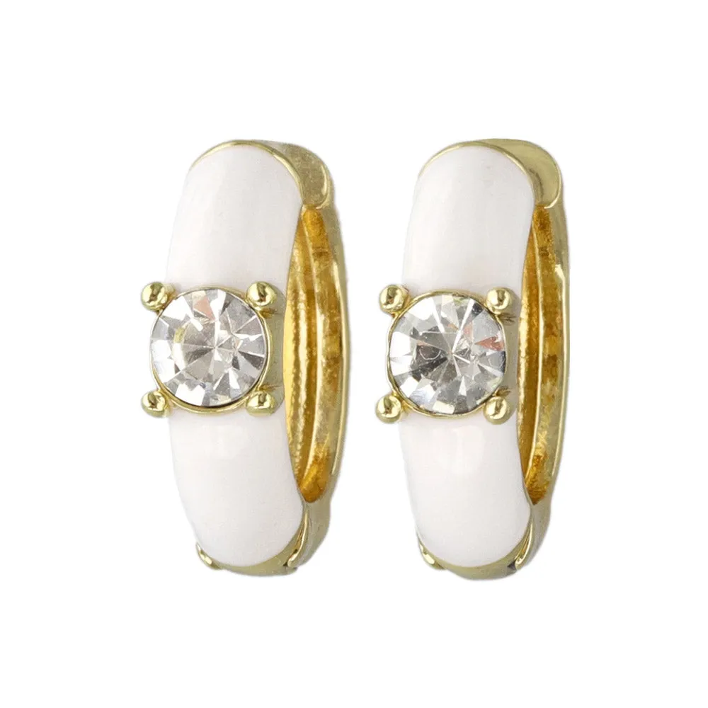 Front Stone Hoop Earrings