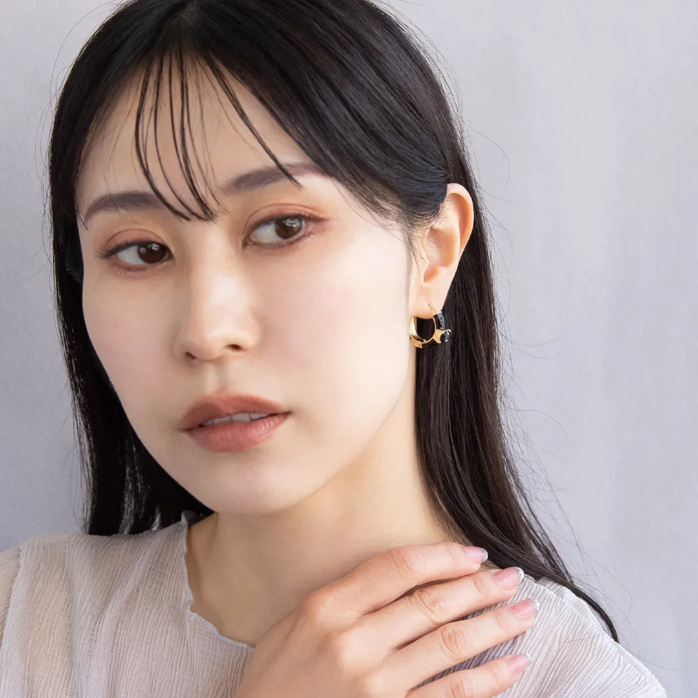 Front Stone Hoop Earrings