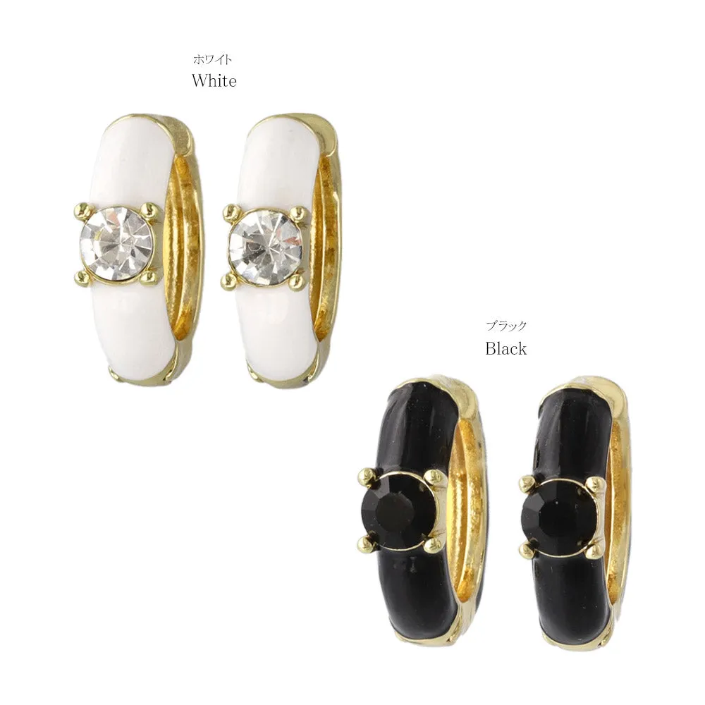 Front Stone Hoop Earrings