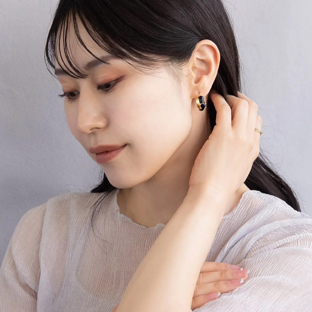 Front Stone Hoop Earrings
