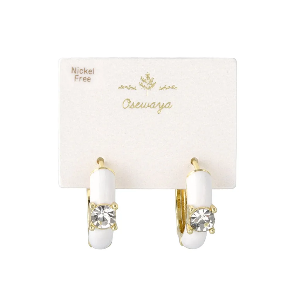 Front Stone Hoop Earrings