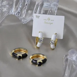 Front Stone Hoop Earrings