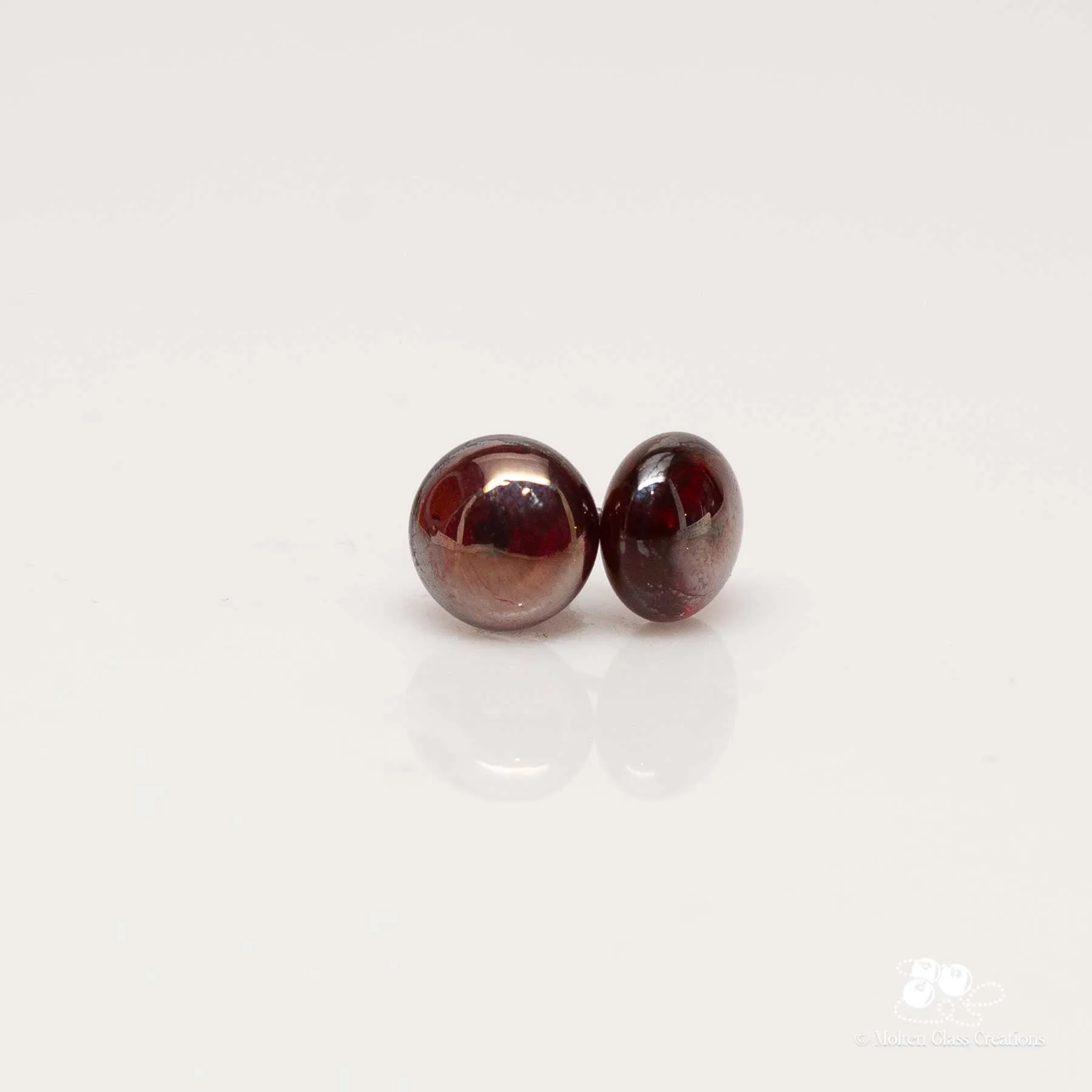 Glass Stud Earrings - Gold Ruby
