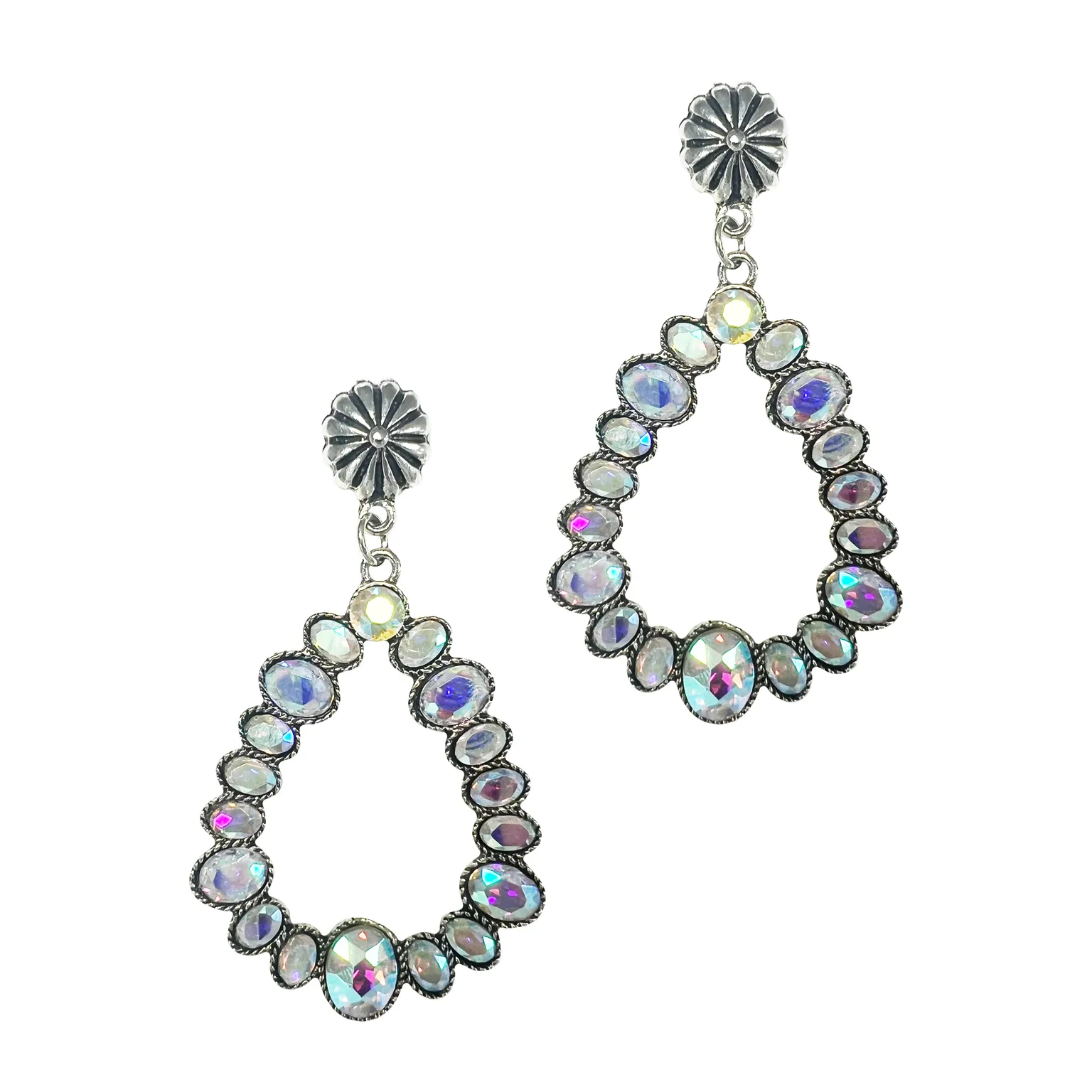 Glowing and Perfection Silver Earrings with AB Crystals
