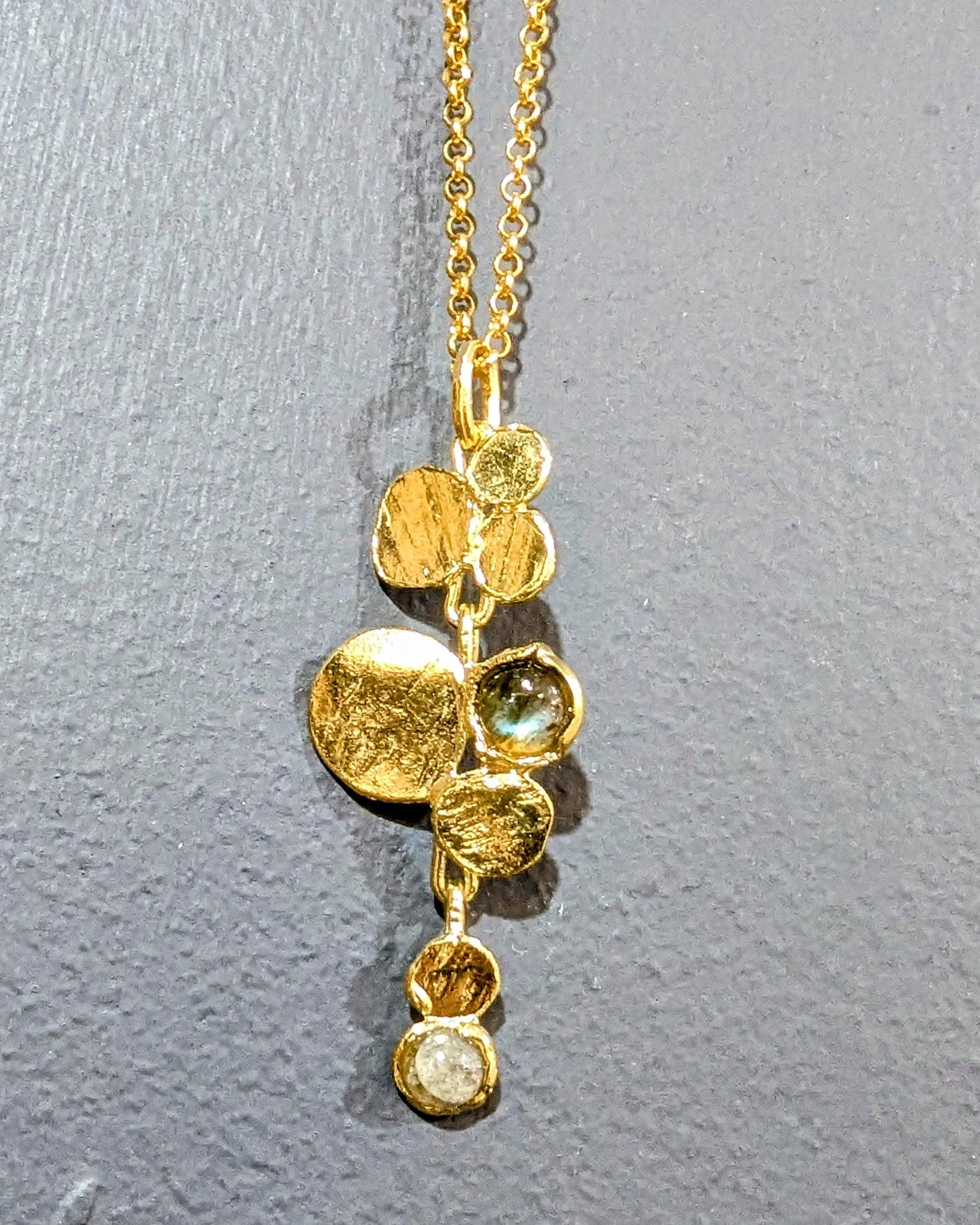 Gold and Labradorite Asymmetrical Necklace