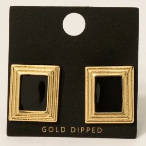 GOLD DIPPED FRAME STUD EARRINGS