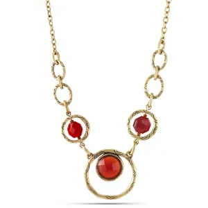 GOLD ORANGE FACETED STONE  NECKLACES #158RD1301 (3F6)