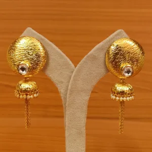 GOLD PLATED KUNDAN LOOK CHAIN JHUMKA'S