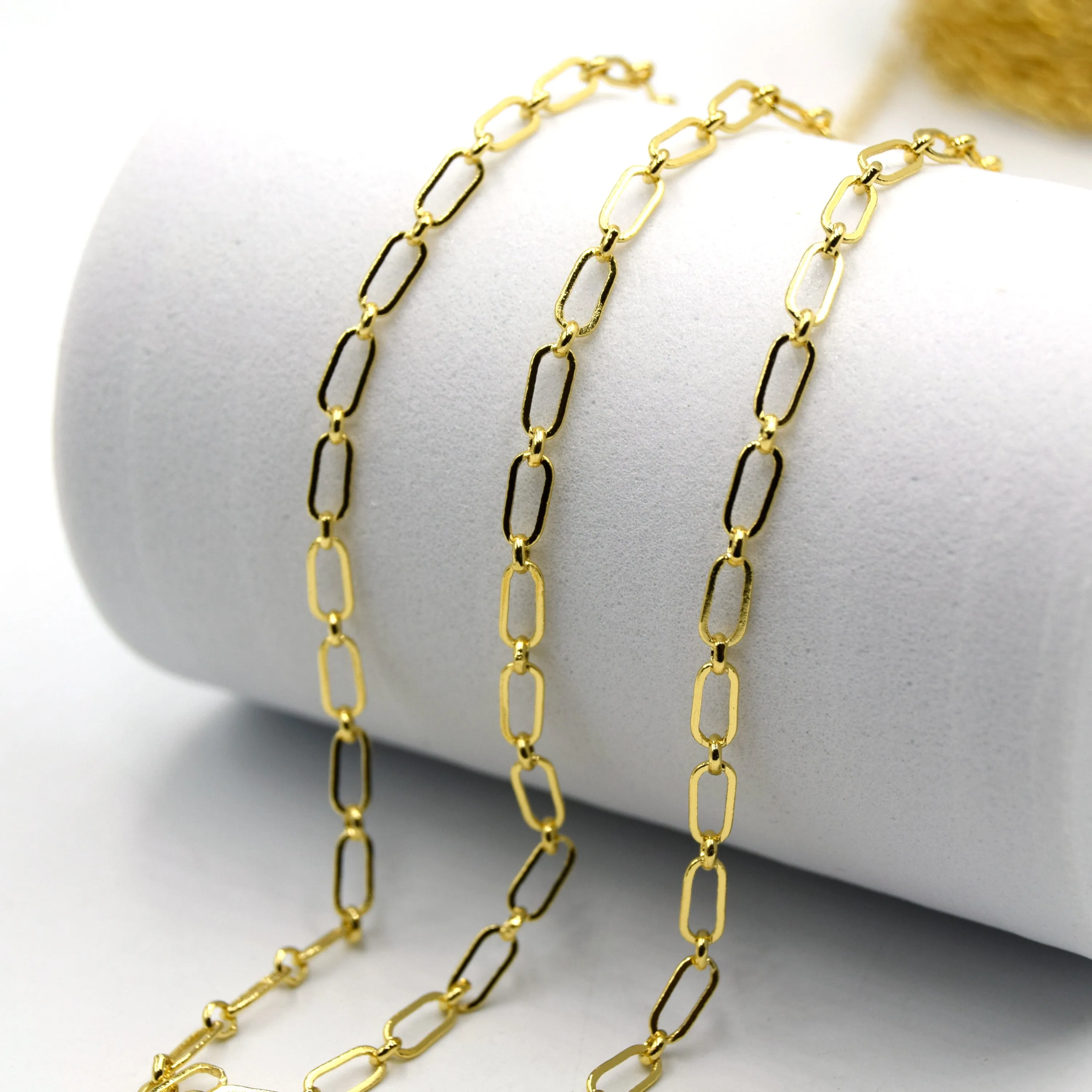 Gold Plated Paperclip Link Chain - 5 Styles Available