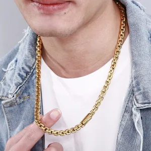 Gold Plated Stainless Steel 23.6" 8MM Thick Mens Chains Necklaces