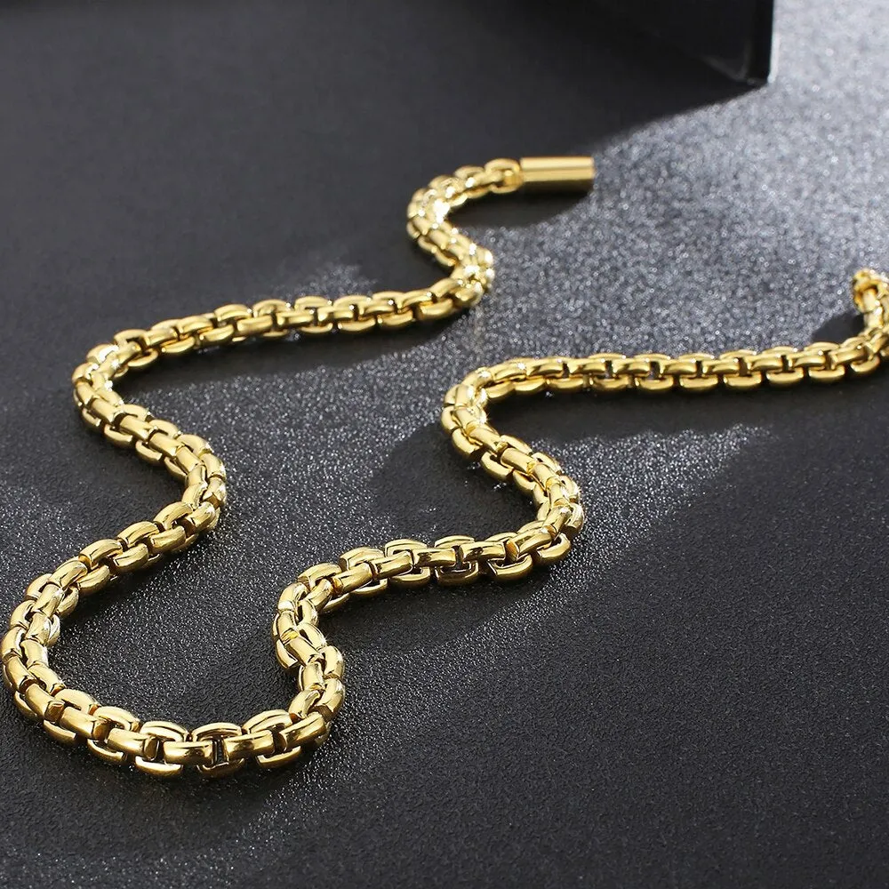 Gold Plated Stainless Steel 23.6" 8MM Thick Mens Chains Necklaces