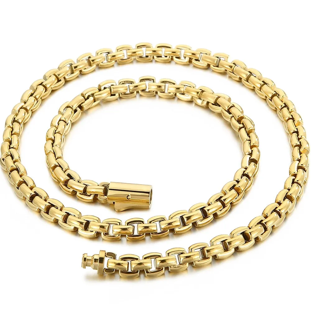 Gold Plated Stainless Steel 23.6" 8MM Thick Mens Chains Necklaces