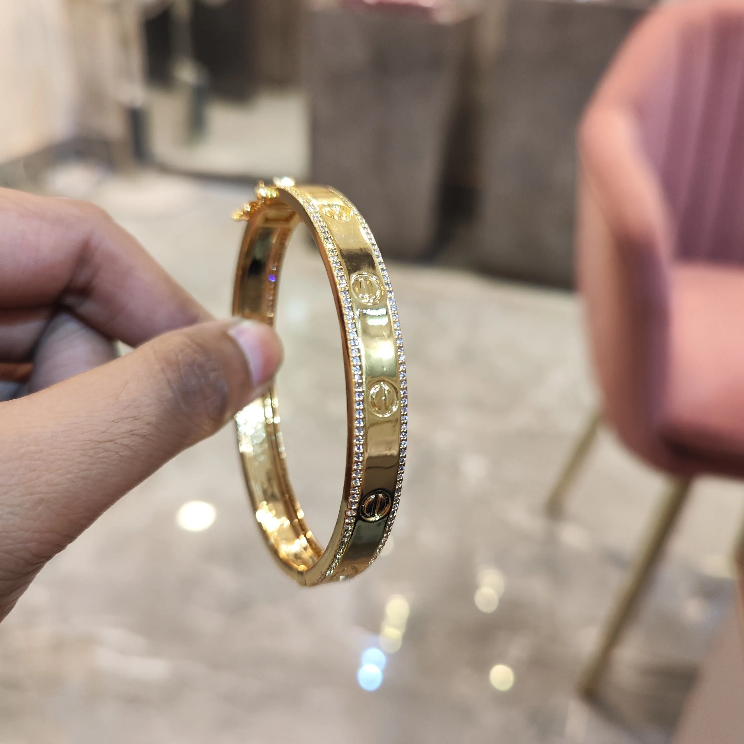 Gold Plated Stylish Kada Bracelet