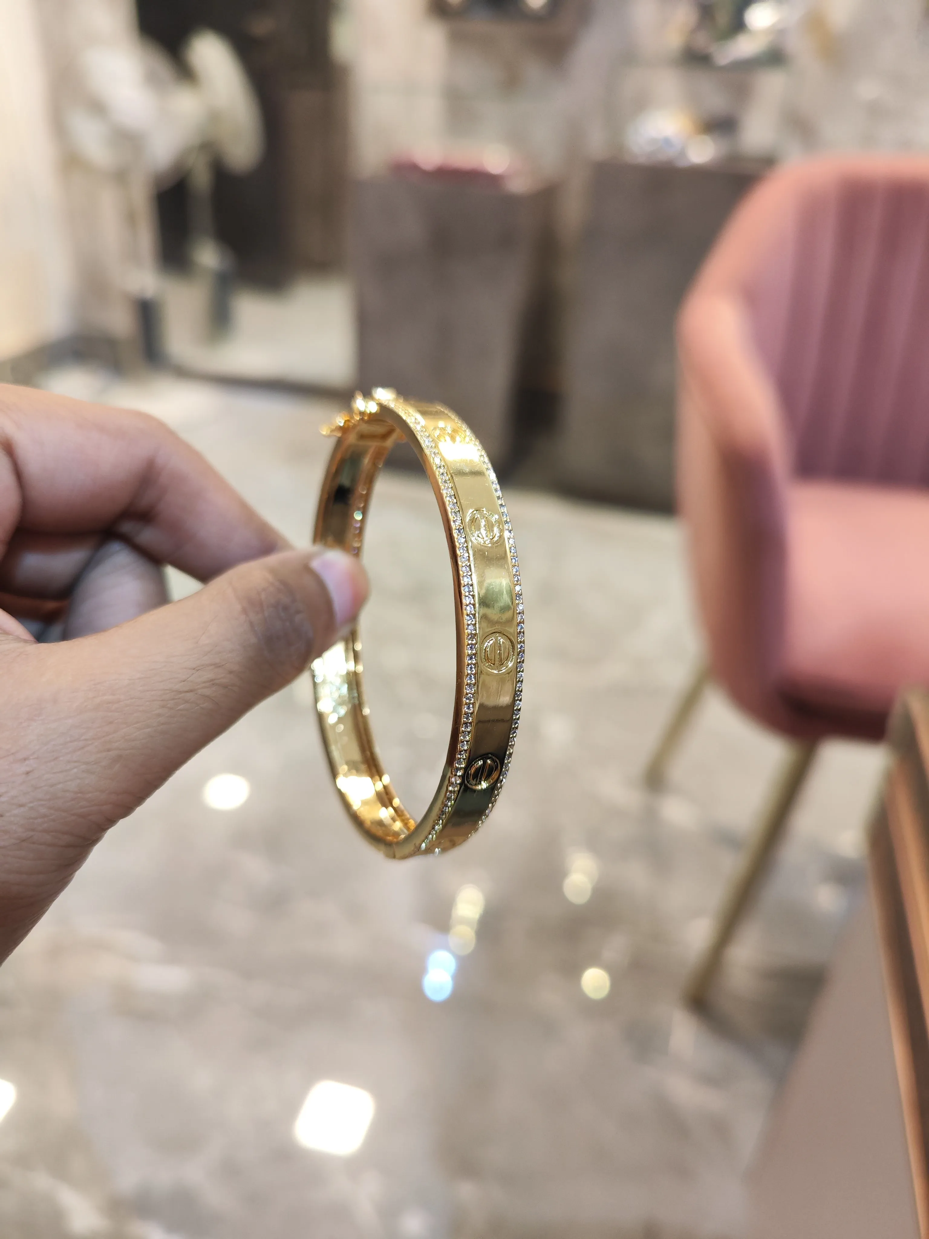 Gold Plated Stylish Kada Bracelet