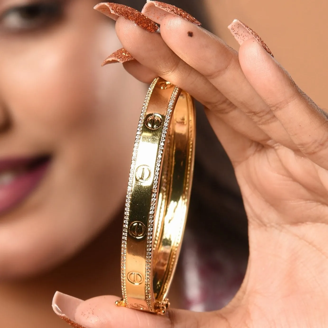 Gold Plated Stylish Kada Bracelet