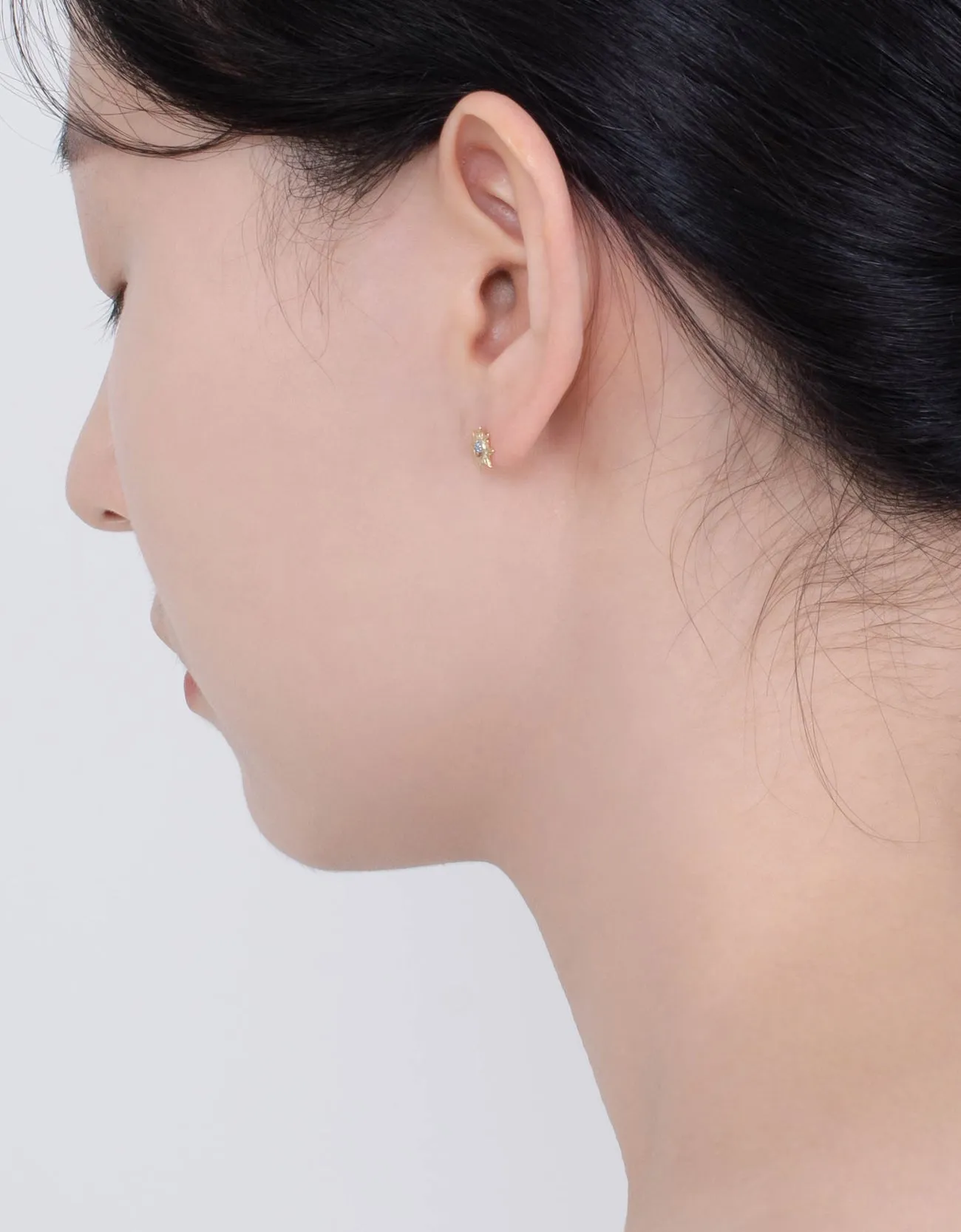 Golden Sunburst Blue Zirconia Sterling Silver Stud Earrings