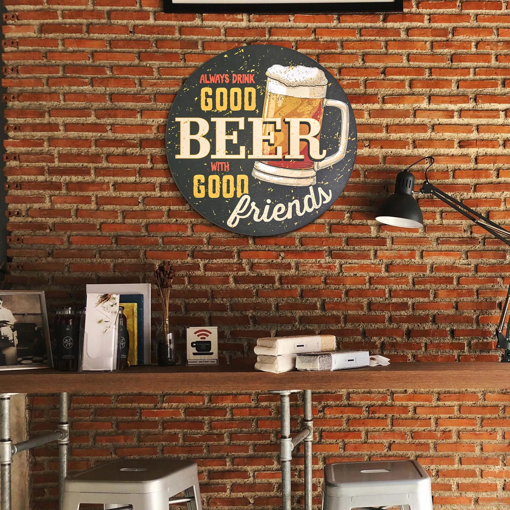 Good Beer, Good Friends Round MDF Wall Plaque - 20" x 20" x 0.35"